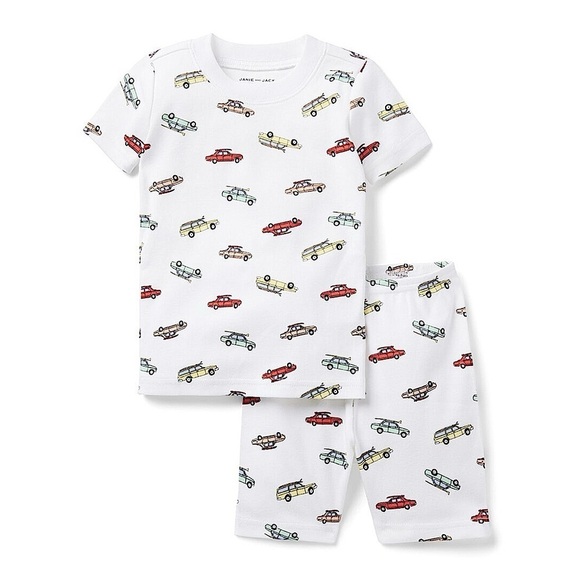 Janie and Jack Other - NWT Janie and Jack two piece cotton pajama set white car print size 7